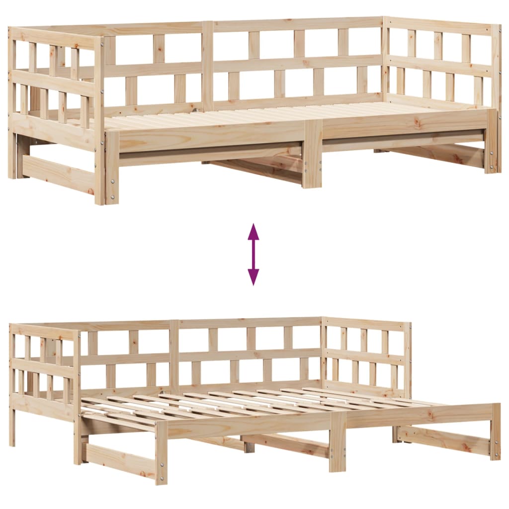 Slaapbank met onderschuifbed en lades 90x190 cm grenenhout Bedden & bedframes | Creëer jouw Trendy Thuis | Gratis bezorgd & Retour | Trendy.nl