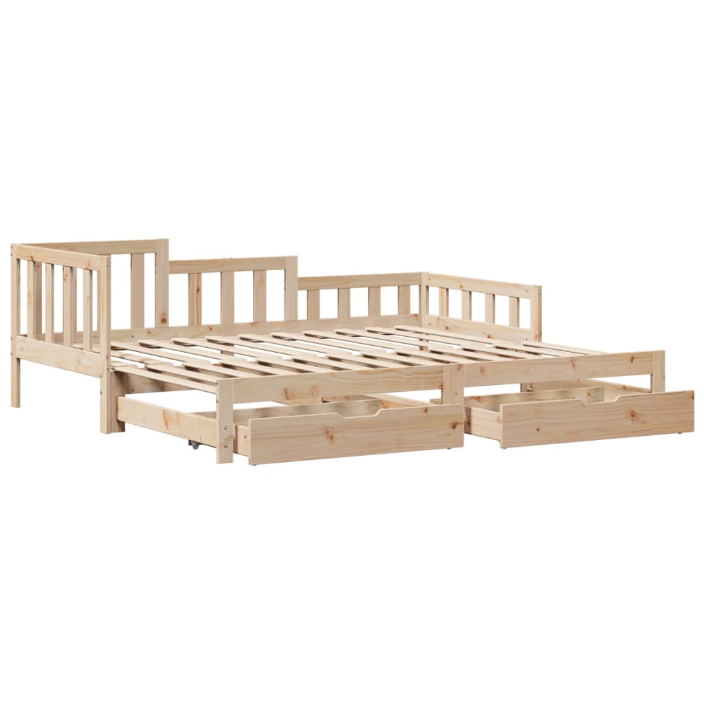 Slaapbank met onderschuifbed en lades 90x190 cm grenenhout Bedden & bedframes | Creëer jouw Trendy Thuis | Gratis bezorgd & Retour | Trendy.nl