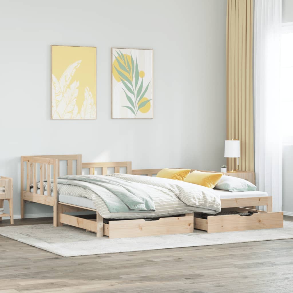 Slaapbank met onderschuifbed en lades 90x190 cm grenenhout Bedden & bedframes | Creëer jouw Trendy Thuis | Gratis bezorgd & Retour | Trendy.nl