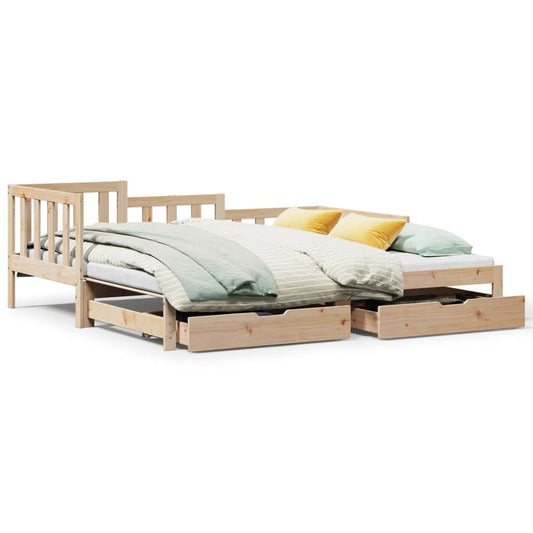 Slaapbank met onderschuifbed en lades 90x190 cm grenenhout Bedden & bedframes | Creëer jouw Trendy Thuis | Gratis bezorgd & Retour | Trendy.nl