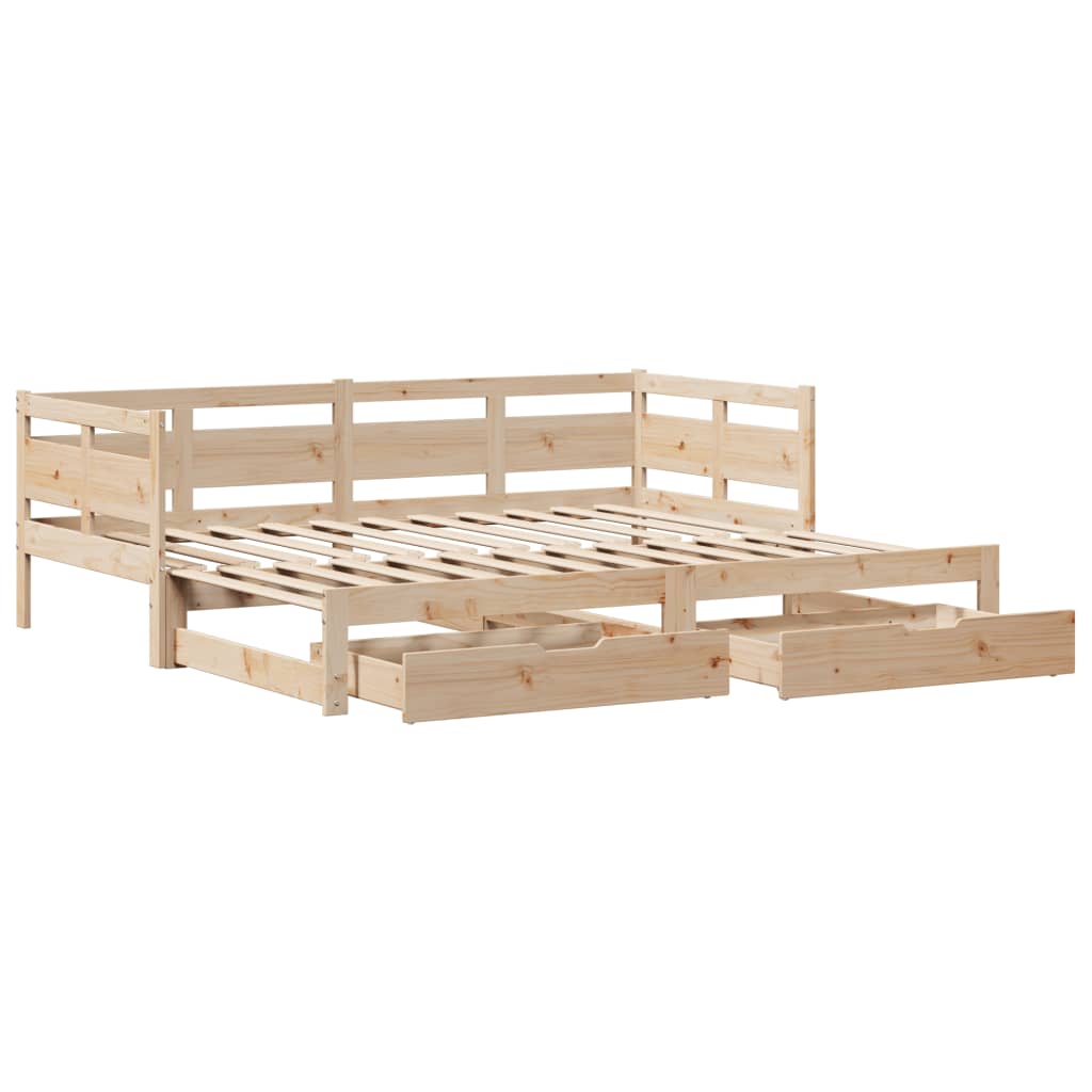 Slaapbank met onderschuifbed en lades 90x190 cm grenenhout Bedden & bedframes | Creëer jouw Trendy Thuis | Gratis bezorgd & Retour | Trendy.nl