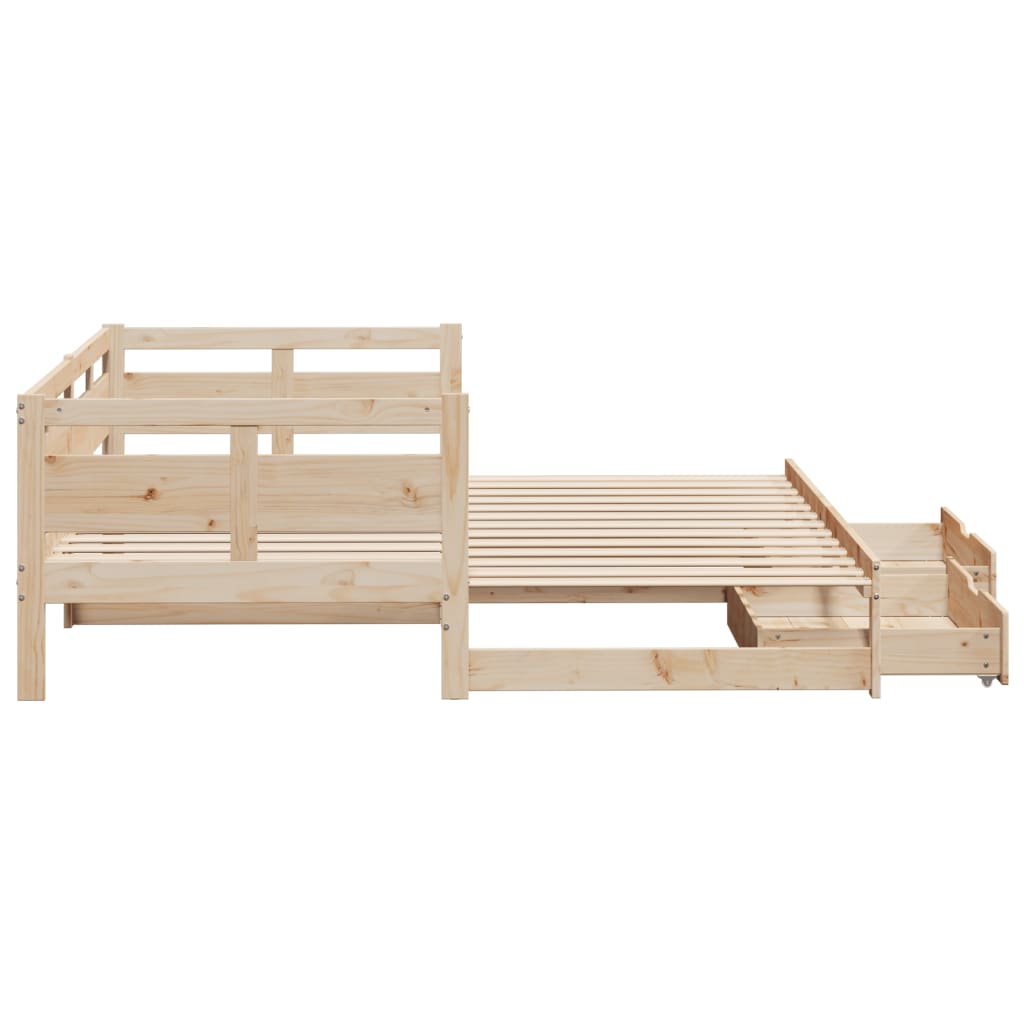 Slaapbank met onderschuifbed en lades 90x190 cm grenenhout Bedden & bedframes | Creëer jouw Trendy Thuis | Gratis bezorgd & Retour | Trendy.nl