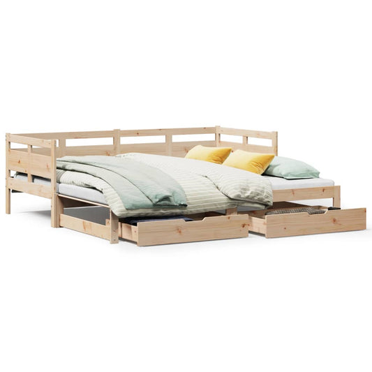 Slaapbank met onderschuifbed en lades 90x190 cm grenenhout Bedden & bedframes | Creëer jouw Trendy Thuis | Gratis bezorgd & Retour | Trendy.nl