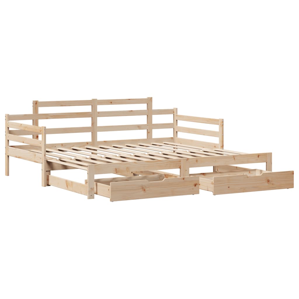 Slaapbank met onderschuifbed en lades 90x190 cm grenenhout Bedden & bedframes | Creëer jouw Trendy Thuis | Gratis bezorgd & Retour | Trendy.nl