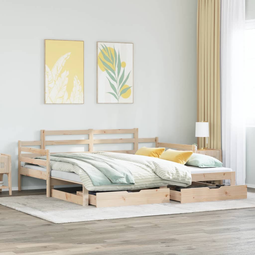 Slaapbank met onderschuifbed en lades 90x190 cm grenenhout Bedden & bedframes | Creëer jouw Trendy Thuis | Gratis bezorgd & Retour | Trendy.nl