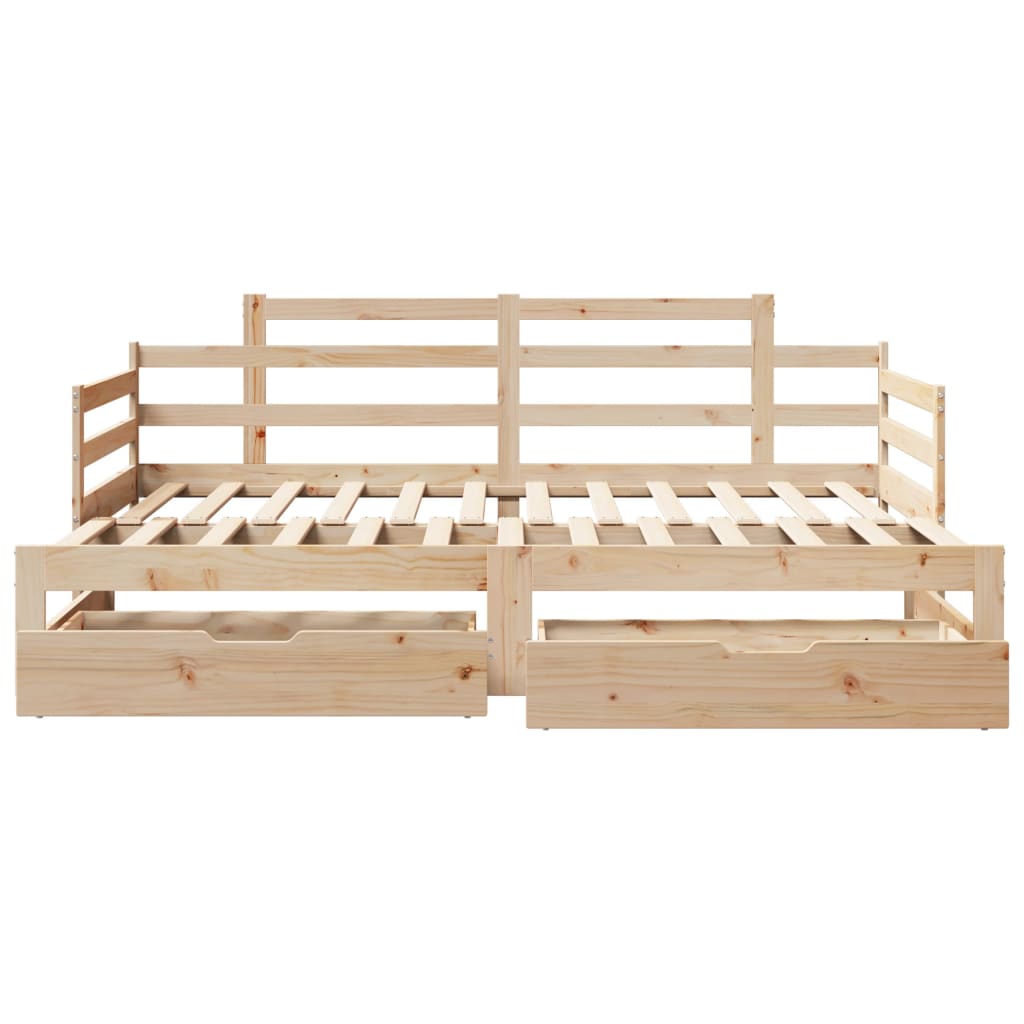 Slaapbank met onderschuifbed en lades 90x190 cm grenenhout Bedden & bedframes | Creëer jouw Trendy Thuis | Gratis bezorgd & Retour | Trendy.nl