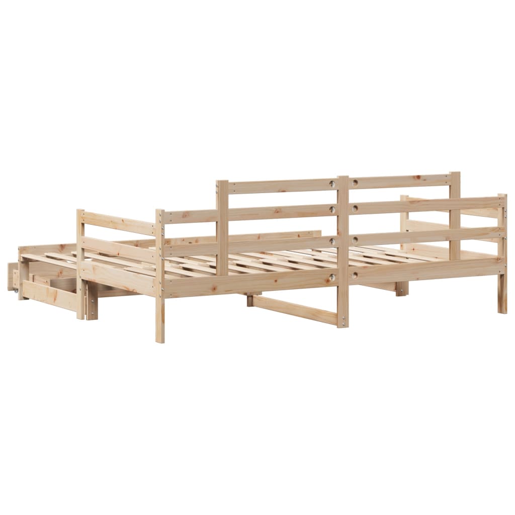 Slaapbank met onderschuifbed en lades 90x190 cm grenenhout Bedden & bedframes | Creëer jouw Trendy Thuis | Gratis bezorgd & Retour | Trendy.nl