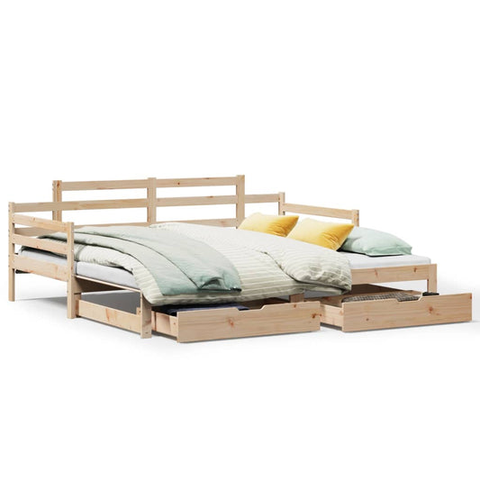 Slaapbank met onderschuifbed en lades 90x190 cm grenenhout Bedden & bedframes | Creëer jouw Trendy Thuis | Gratis bezorgd & Retour | Trendy.nl