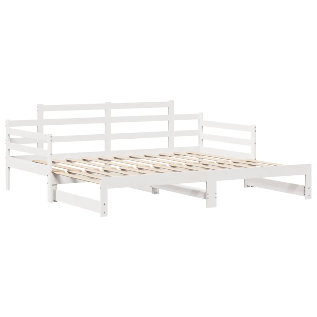 Slaapbank met onderschuifbed/lades zonder matras 90x190 cm wit