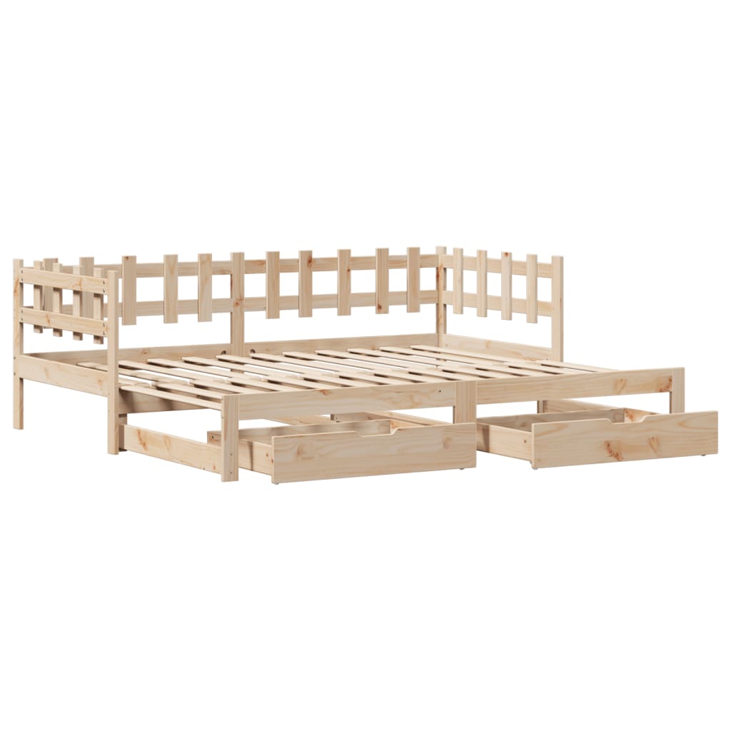 Slaapbank met onderschuifbed en lades 90x190 cm grenenhout Bedden & bedframes | Creëer jouw Trendy Thuis | Gratis bezorgd & Retour | Trendy.nl