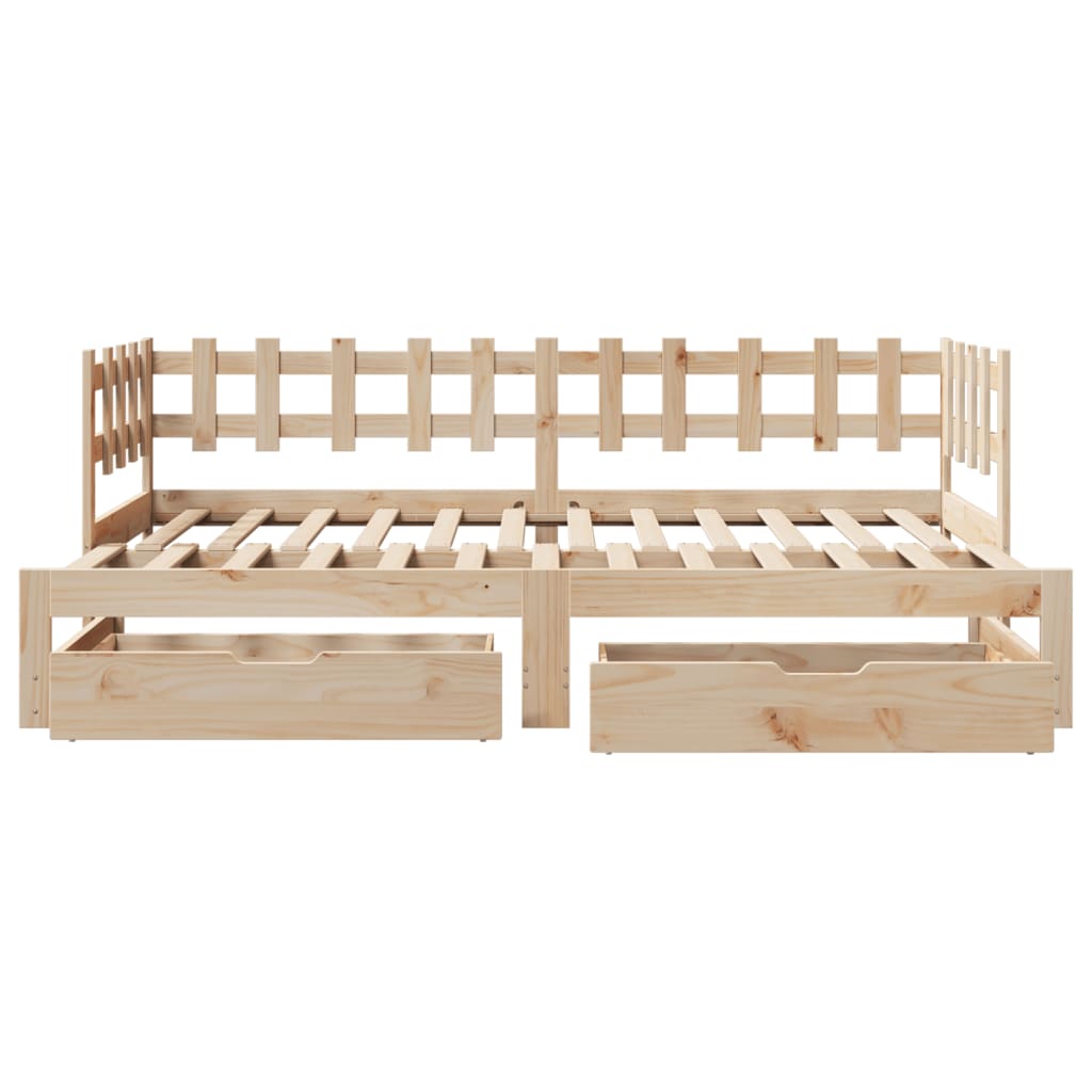 Slaapbank met onderschuifbed en lades 90x190 cm grenenhout Bedden & bedframes | Creëer jouw Trendy Thuis | Gratis bezorgd & Retour | Trendy.nl