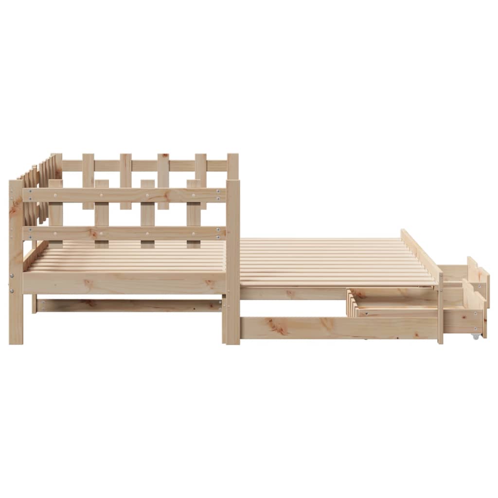 Slaapbank met onderschuifbed en lades 90x190 cm grenenhout Bedden & bedframes | Creëer jouw Trendy Thuis | Gratis bezorgd & Retour | Trendy.nl