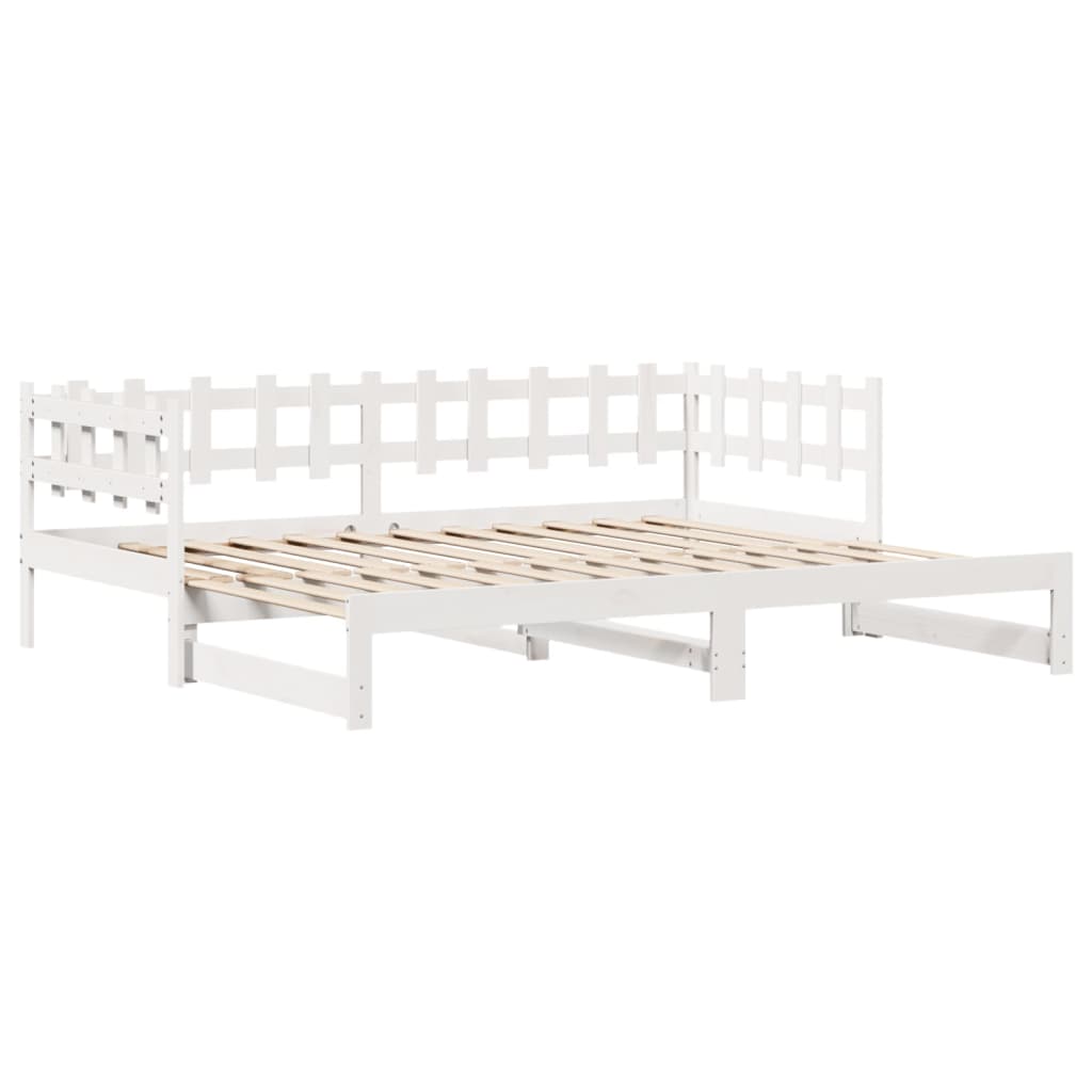 Slaapbank met onderschuifbed/lades zonder matras 90x190 cm wit