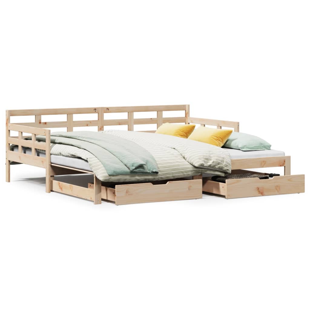 Slaapbank met onderschuifbed en lades 90x190 cm grenenhout Bedden & bedframes | Creëer jouw Trendy Thuis | Gratis bezorgd & Retour | Trendy.nl