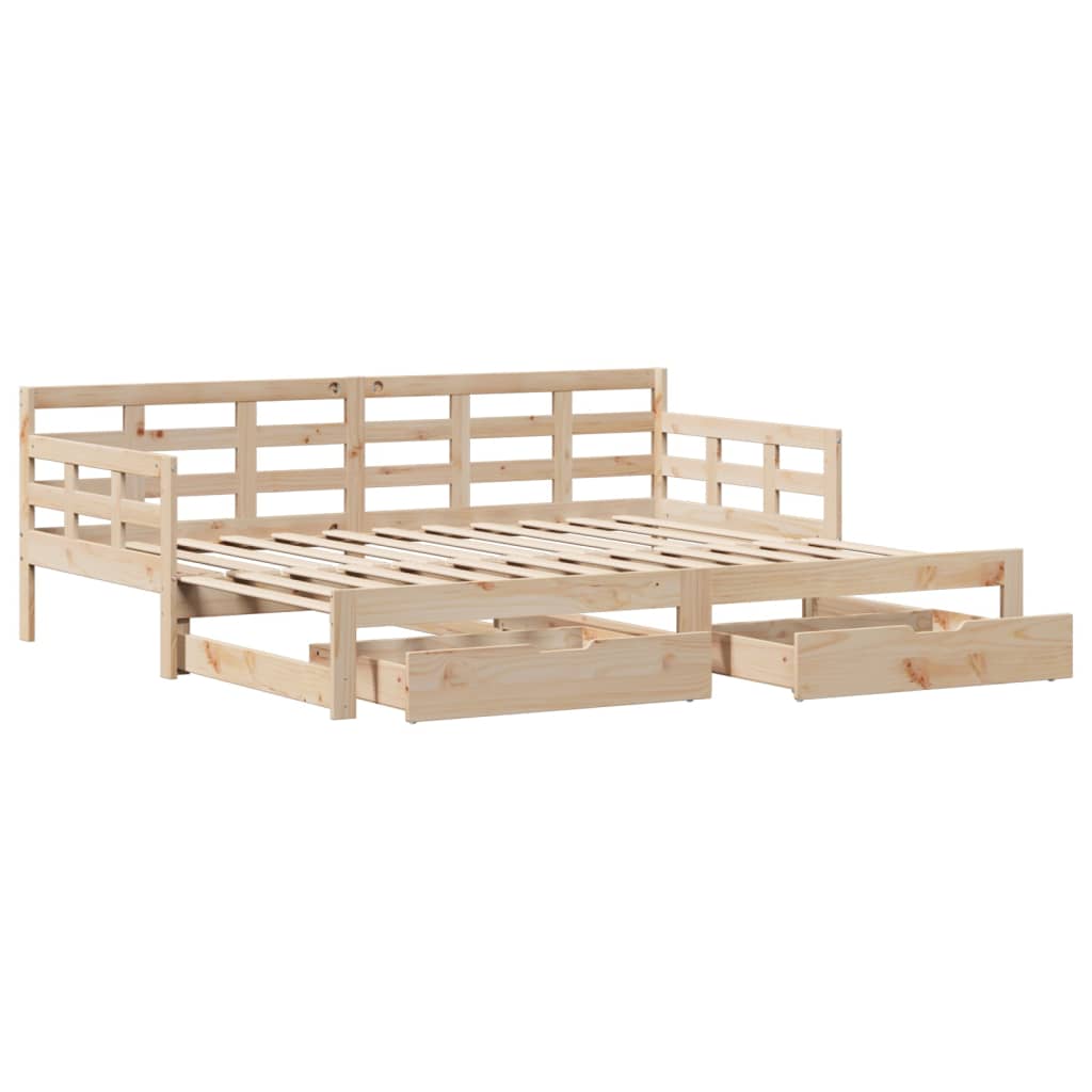 Slaapbank met onderschuifbed en lades 90x190 cm grenenhout Bedden & bedframes | Creëer jouw Trendy Thuis | Gratis bezorgd & Retour | Trendy.nl