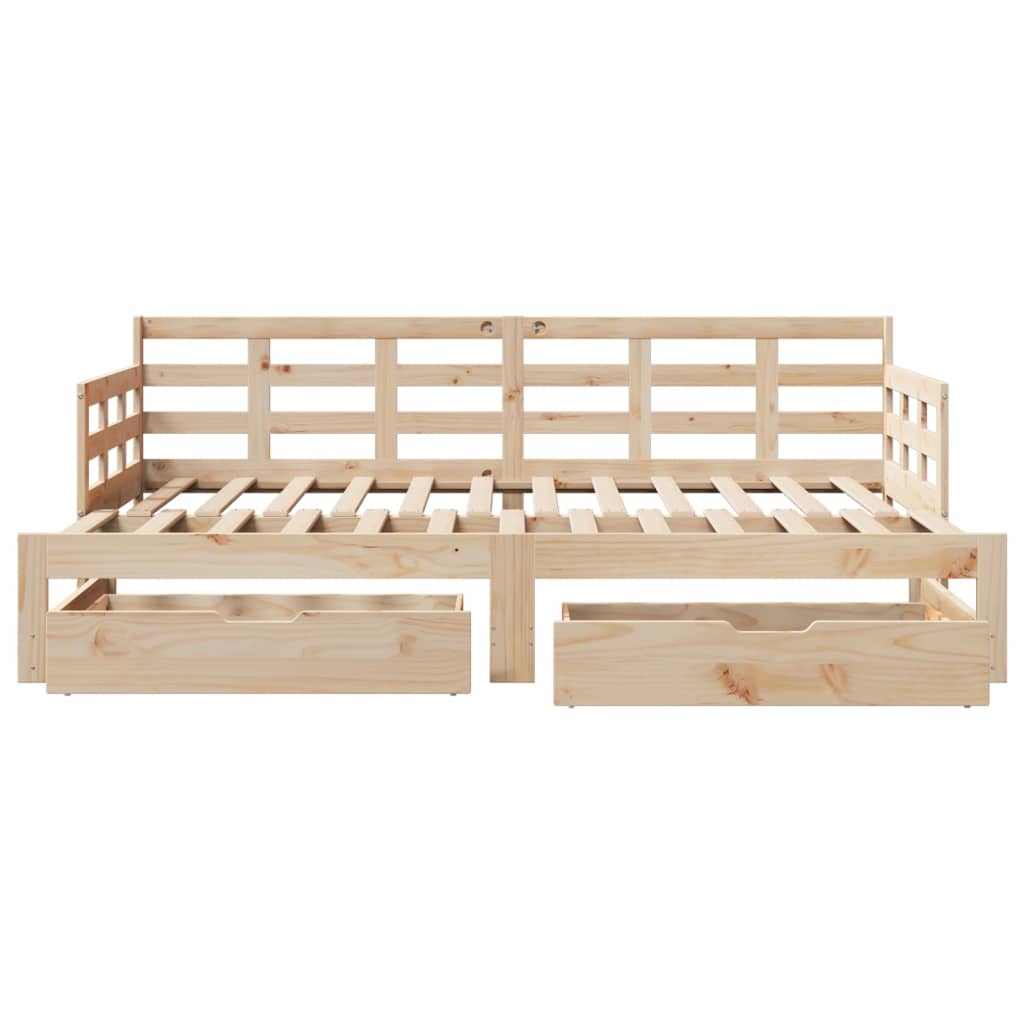 Slaapbank met onderschuifbed en lades 90x190 cm grenenhout Bedden & bedframes | Creëer jouw Trendy Thuis | Gratis bezorgd & Retour | Trendy.nl