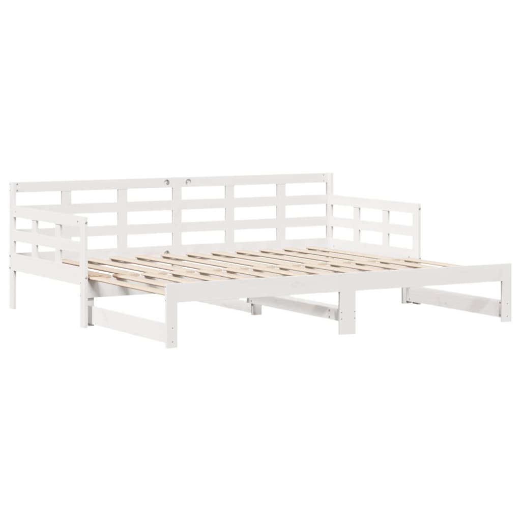 Slaapbank met onderschuifbed/lades zonder matras 90x190 cm wit