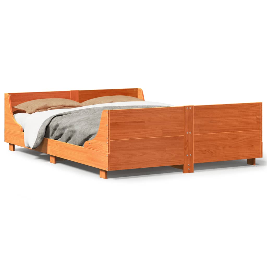 Bedframe zonder matras massief grenenhout wasbruin 150x200 cm Bedden & bedframes | Creëer jouw Trendy Thuis | Gratis bezorgd & Retour | Trendy.nl