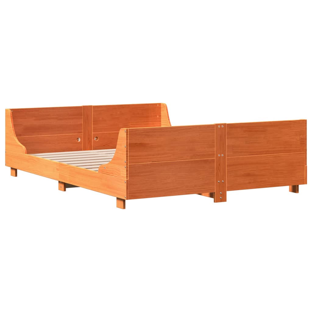 Bedframe zonder matras massief grenenhout wasbruin 150x200 cm Bedden & bedframes | Creëer jouw Trendy Thuis | Gratis bezorgd & Retour | Trendy.nl