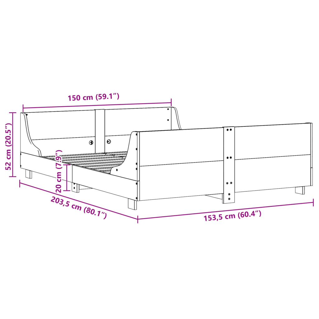 Bedframe zonder matras massief grenenhout wasbruin 150x200 cm Bedden & bedframes | Creëer jouw Trendy Thuis | Gratis bezorgd & Retour | Trendy.nl