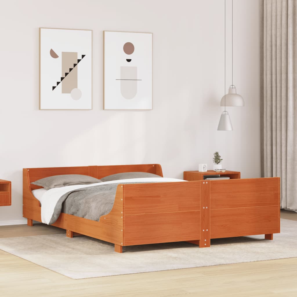 Bedframe zonder matras massief grenenhout wasbruin 150x200 cm Bedden & bedframes | Creëer jouw Trendy Thuis | Gratis bezorgd & Retour | Trendy.nl