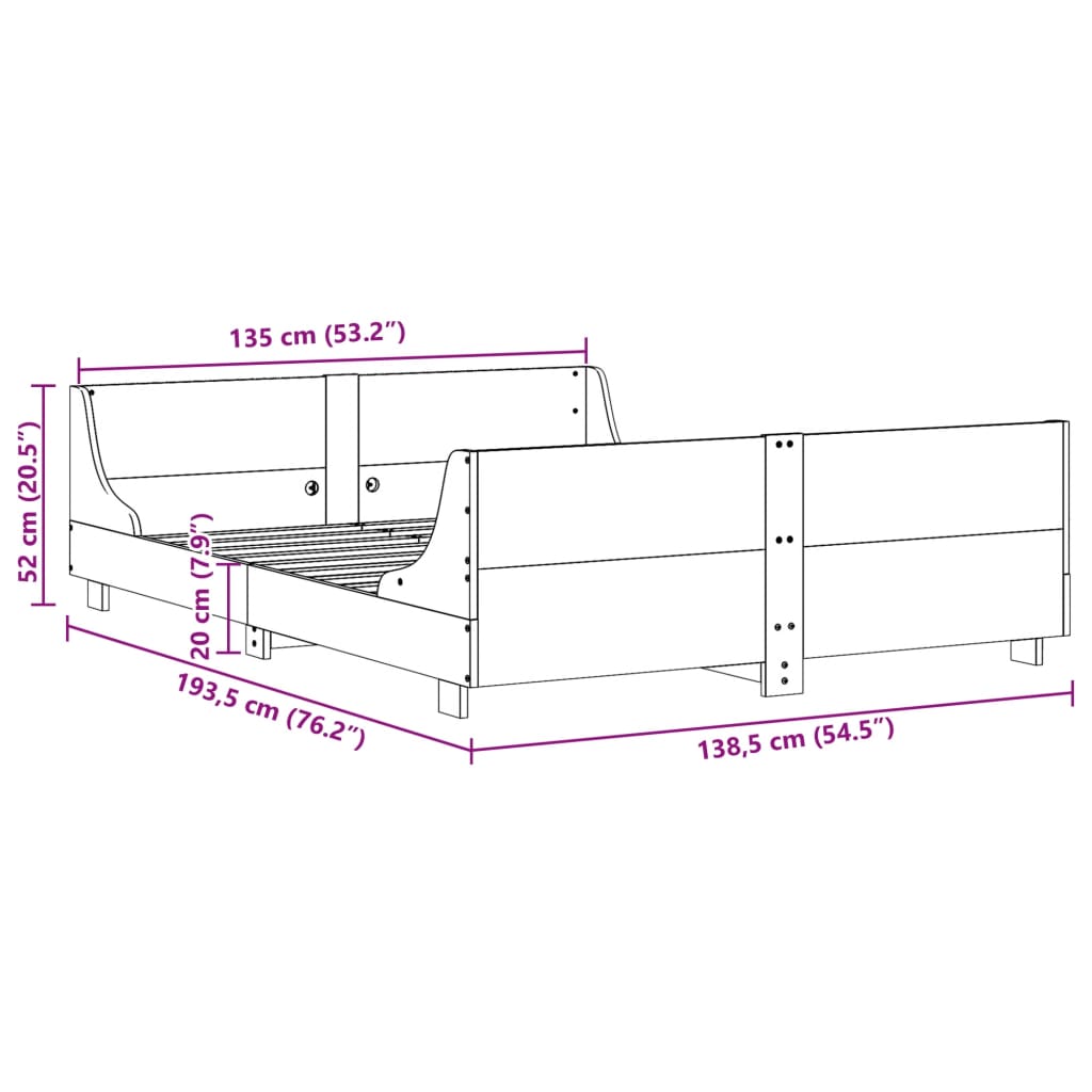 Bedframe zonder matras massief grenenhout 135x190 cm Bedden & bedframes | Creëer jouw Trendy Thuis | Gratis bezorgd & Retour | Trendy.nl