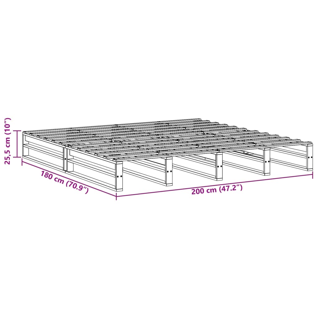 Bedframe zonder matras massief grenenhout 180x200 cm Bedden & bedframes | Creëer jouw Trendy Thuis | Gratis bezorgd & Retour | Trendy.nl