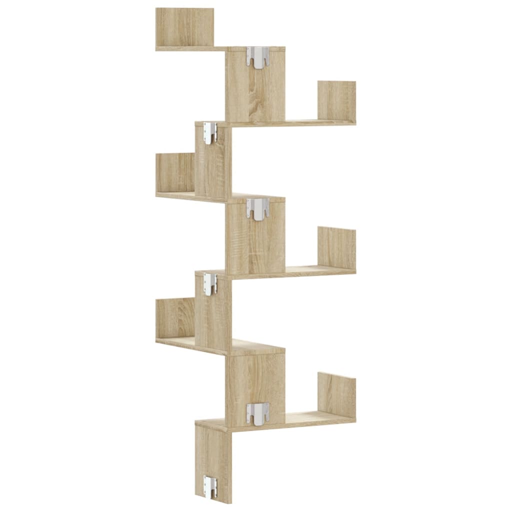 Hoekwandschap 45x45x147 cm bewerkt hout sonoma eikenkleurig Wandplanken | Creëer jouw Trendy Thuis | Gratis bezorgd & Retour | Trendy.nl