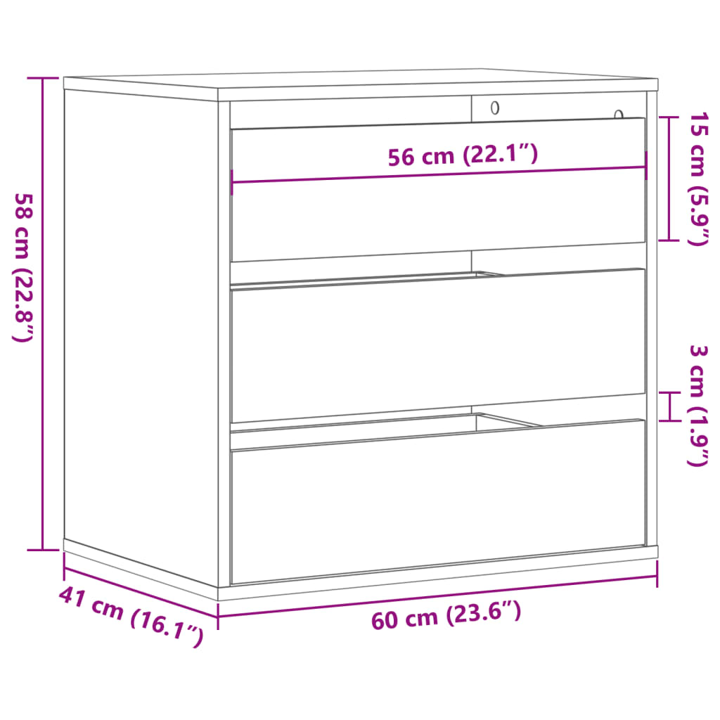 Ladekast 60x41x58 cm bewerkt hout betongrijs Commodes & ladekasten | Creëer jouw Trendy Thuis | Gratis bezorgd & Retour | Trendy.nl