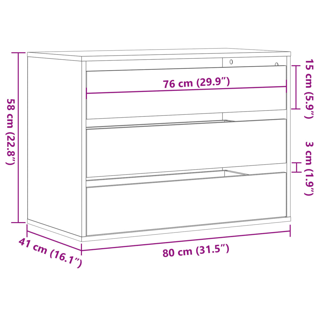 Ladekast 80x41x58 cm bewerkt hout wit Commodes & ladekasten | Creëer jouw Trendy Thuis | Gratis bezorgd & Retour | Trendy.nl