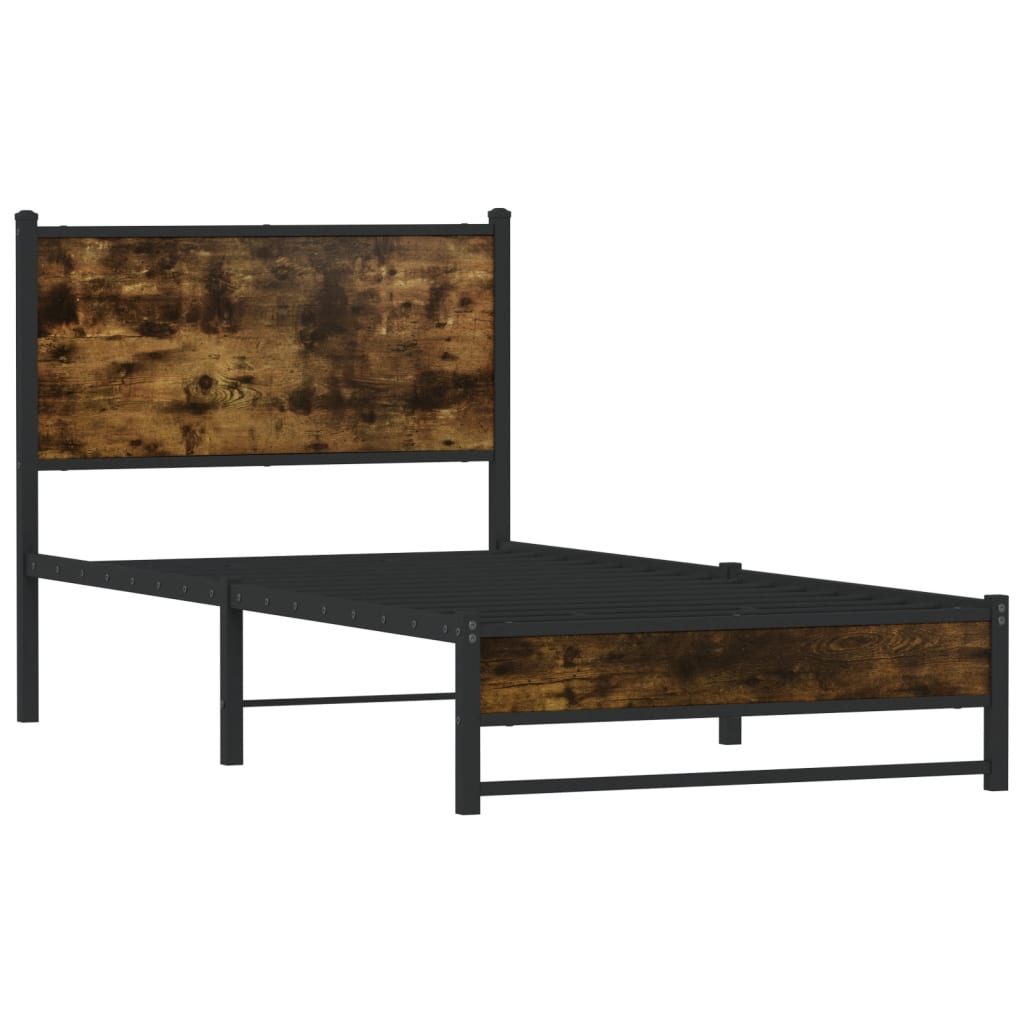 Bedframe zonder matras metaal gerookt eikenkleurig 90x190 cm Bedden & bedframes | Creëer jouw Trendy Thuis | Gratis bezorgd & Retour | Trendy.nl