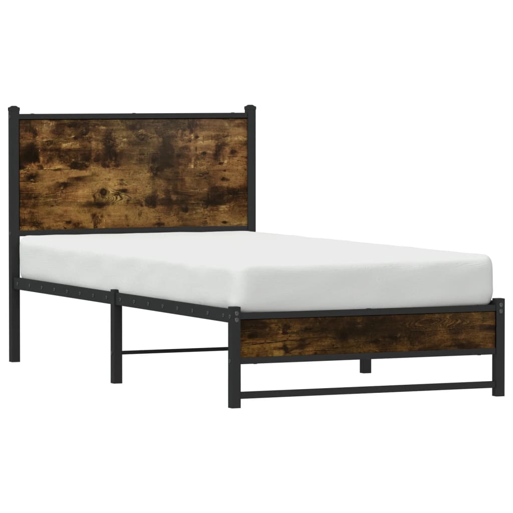 Bedframe zonder matras metaal gerookt eikenkleurig 90x190 cm Bedden & bedframes | Creëer jouw Trendy Thuis | Gratis bezorgd & Retour | Trendy.nl