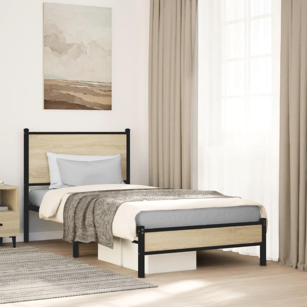 Bedframe zonder matras metaal sonoma eikenkleurig 90x190 cm Bedden & bedframes | Creëer jouw Trendy Thuis | Gratis bezorgd & Retour | Trendy.nl