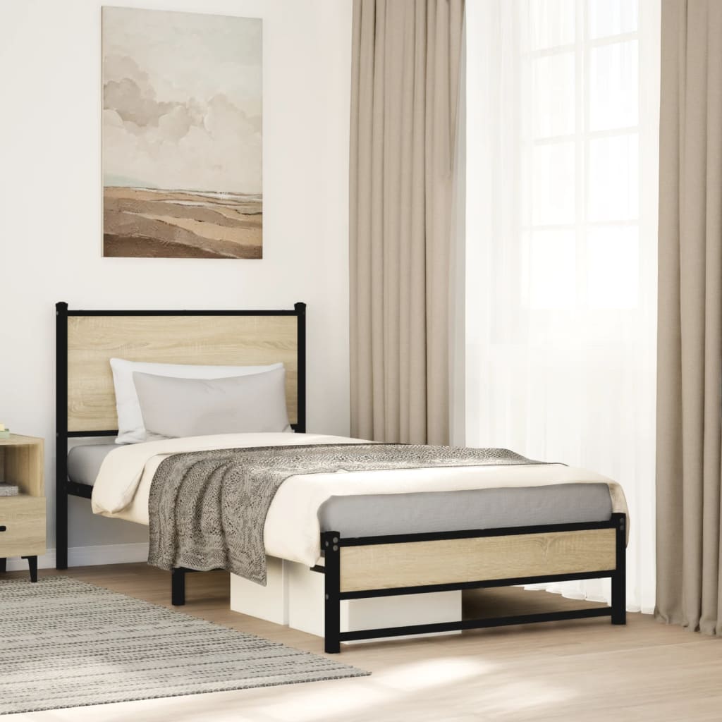 Bedframe zonder matras metaal sonoma eikenkleurig 90x190 cm Bedden & bedframes | Creëer jouw Trendy Thuis | Gratis bezorgd & Retour | Trendy.nl