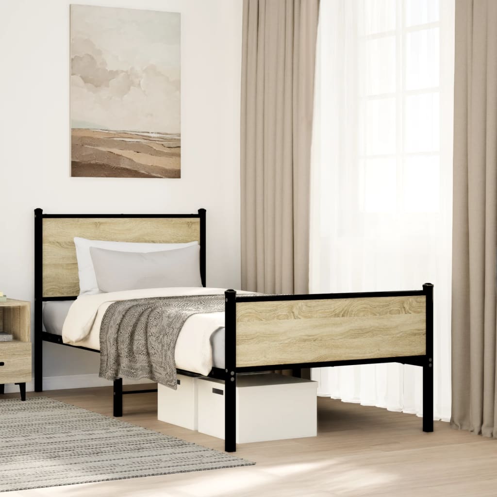 Bedframe zonder matras metaal sonoma eikenkleurig 90x190 cm Bedden & bedframes | Creëer jouw Trendy Thuis | Gratis bezorgd & Retour | Trendy.nl