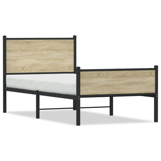 Bedframe zonder matras metaal sonoma eikenkleurig 90x190 cm Bedden & bedframes | Creëer jouw Trendy Thuis | Gratis bezorgd & Retour | Trendy.nl