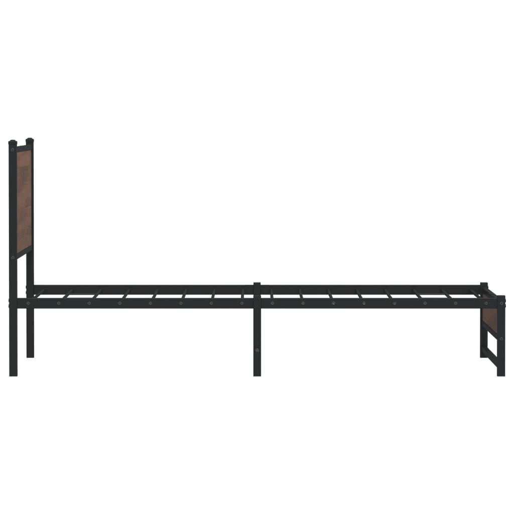 Bedframe met hoofdbord metaal bruin eikenkleurig 90x190 cm Bedden & bedframes | Creëer jouw Trendy Thuis | Gratis bezorgd & Retour | Trendy.nl