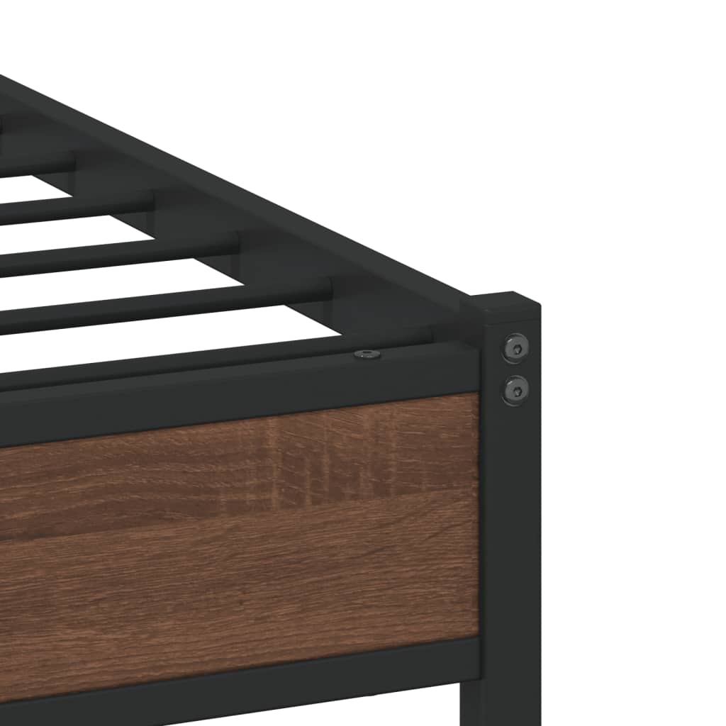 Bedframe met hoofdbord metaal bruin eikenkleurig 90x190 cm Bedden & bedframes | Creëer jouw Trendy Thuis | Gratis bezorgd & Retour | Trendy.nl