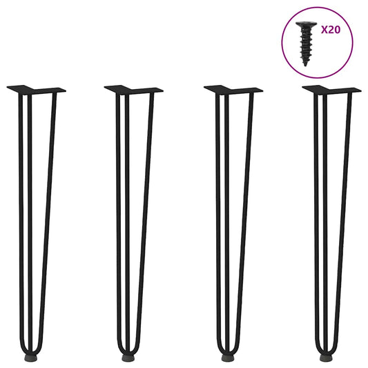 Haarspeld tafelpoten 4 st 72 cm massief staal zwart