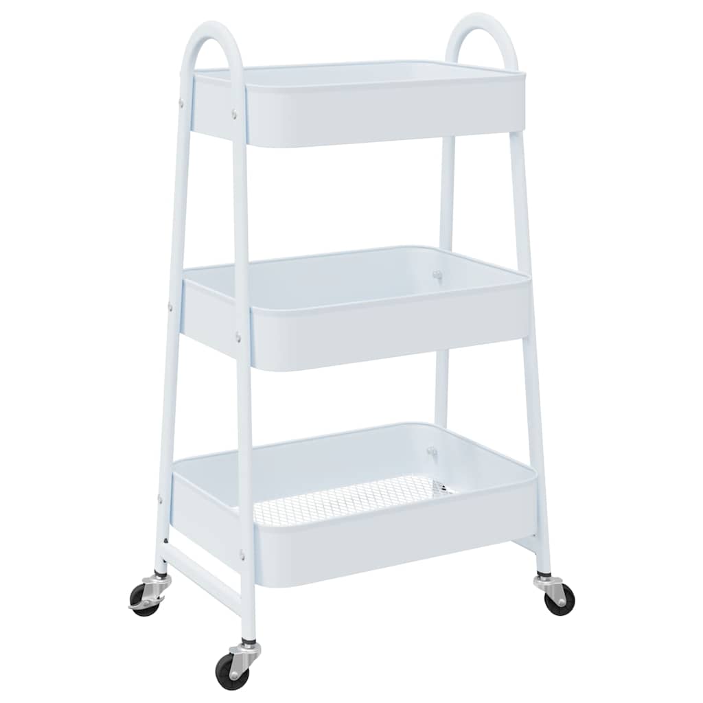 Opbergtrolley 3-laags 42x41,5x77 cm staal wit