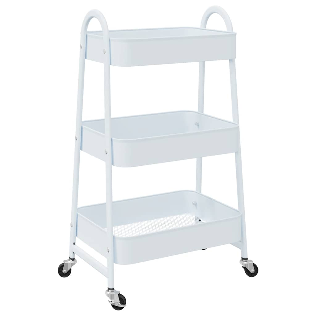 Opbergtrolley 3-laags 42x41,5x77 cm staal wit