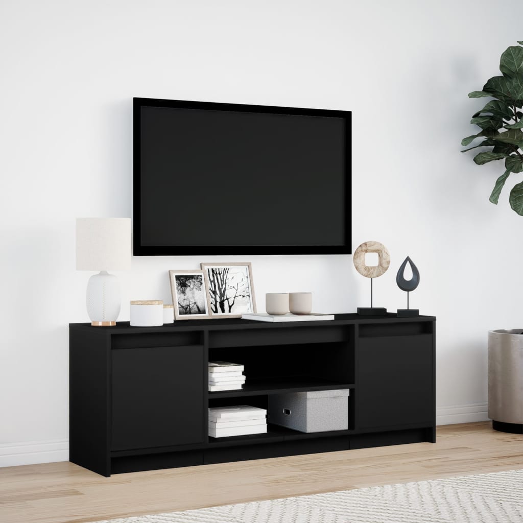 Tv-meubel met LED 139,5x34x50 cm bewerkt hout zwart Tv-meubels | Creëer jouw Trendy Thuis | Gratis bezorgd & Retour | Trendy.nl