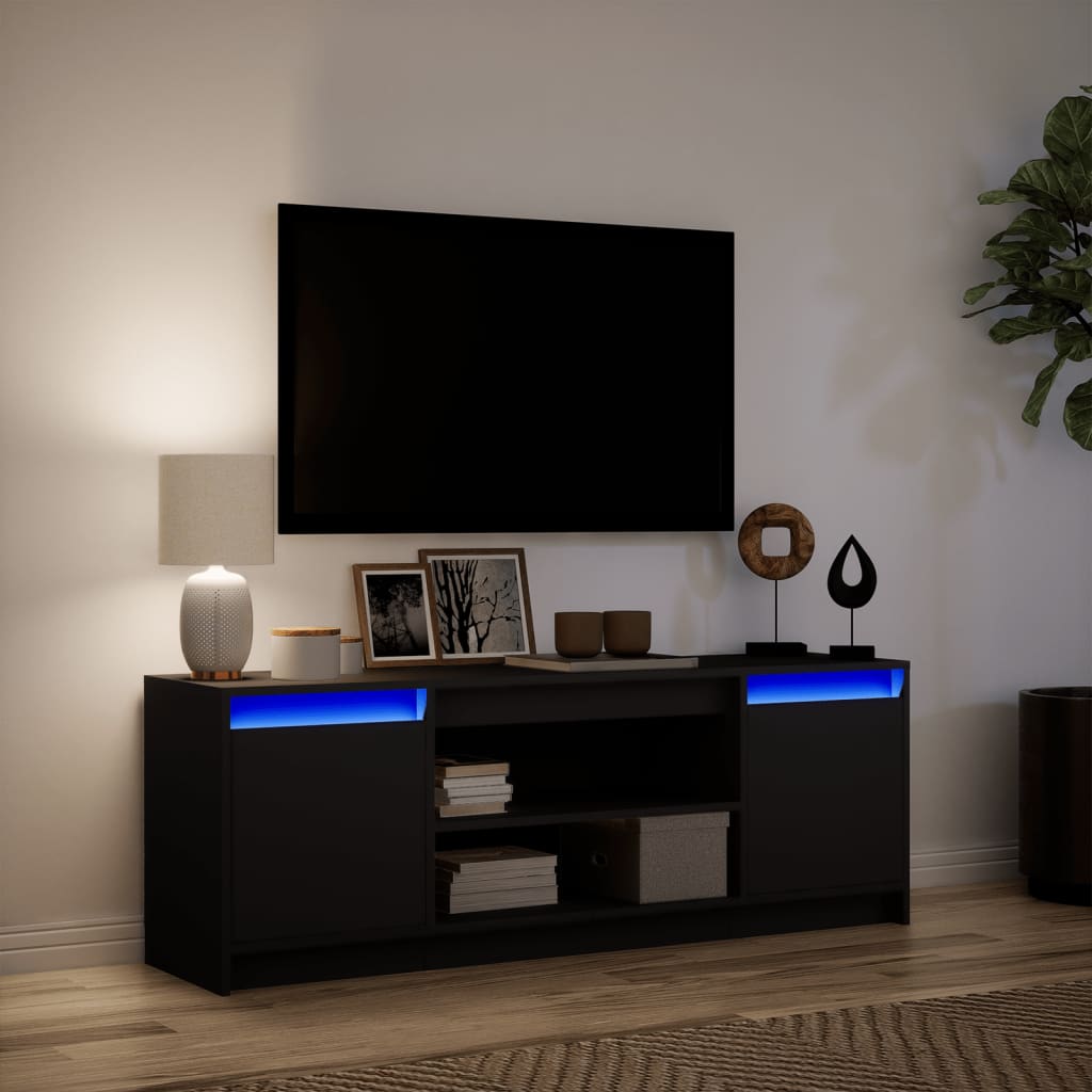 Tv-meubel met LED 139,5x34x50 cm bewerkt hout zwart Tv-meubels | Creëer jouw Trendy Thuis | Gratis bezorgd & Retour | Trendy.nl