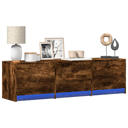 Tv-meubel met LED 140x34x40 cm bewerkt hout gerookt eikenkleur Tv-meubels | Creëer jouw Trendy Thuis | Gratis bezorgd & Retour | Trendy.nl