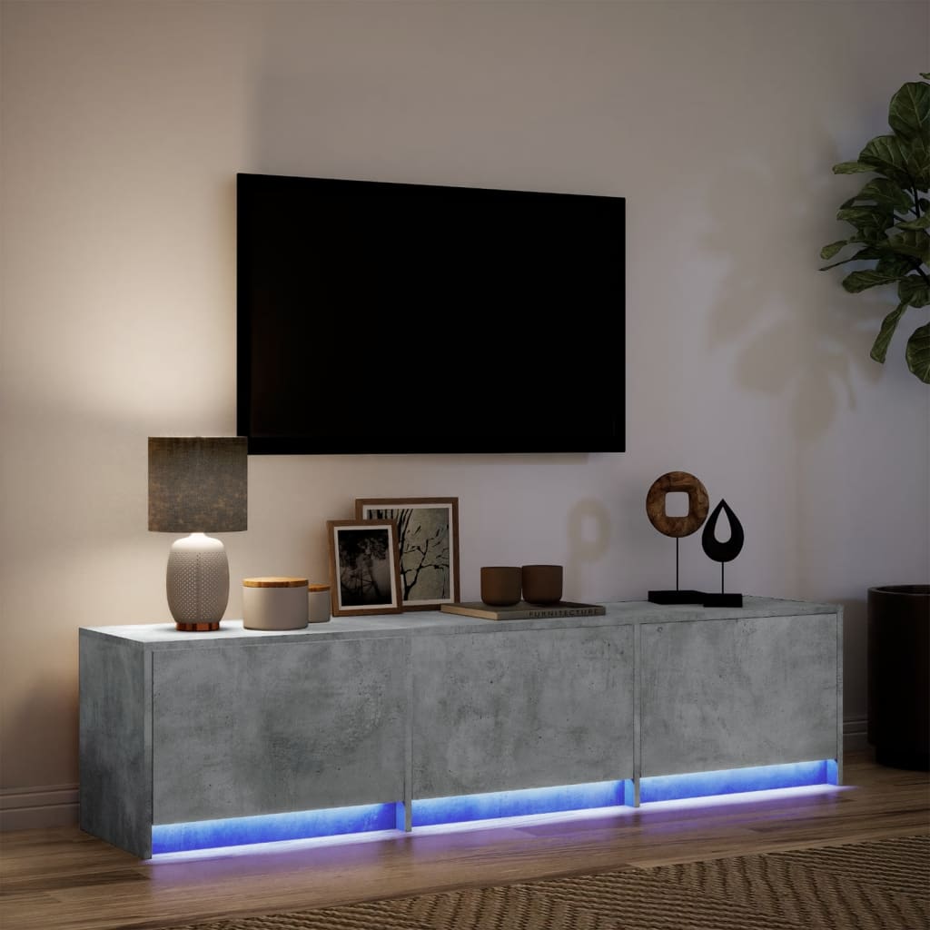 Tv-meubel met LED 165x34x40 cm bewerkt hout betongrijs Tv-meubels | Creëer jouw Trendy Thuis | Gratis bezorgd & Retour | Trendy.nl