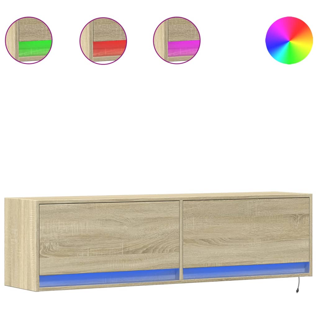 Tv-wandmeubel met LED-verlichting 140x31x38 cm sonoma eiken Tv-meubels | Creëer jouw Trendy Thuis | Gratis bezorgd & Retour | Trendy.nl