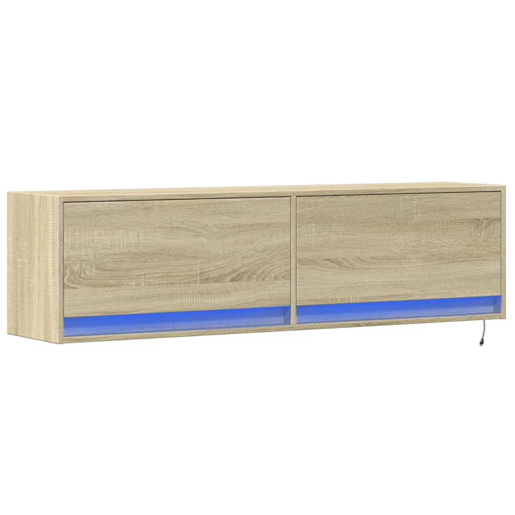 Tv-wandmeubel met LED-verlichting 140x31x38 cm sonoma eiken Tv-meubels | Creëer jouw Trendy Thuis | Gratis bezorgd & Retour | Trendy.nl