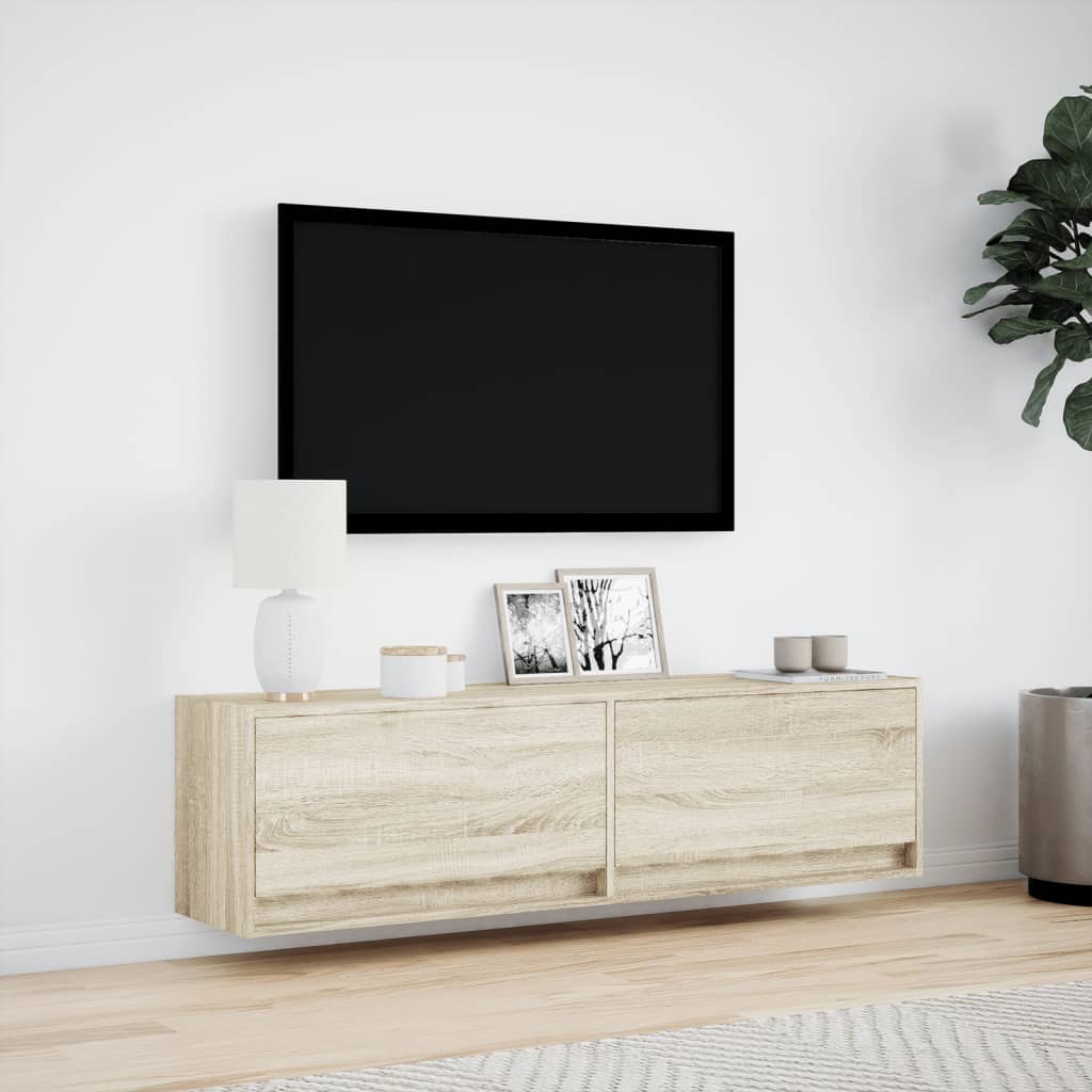 Tv-wandmeubel met LED-verlichting 140x31x38 cm sonoma eiken Tv-meubels | Creëer jouw Trendy Thuis | Gratis bezorgd & Retour | Trendy.nl