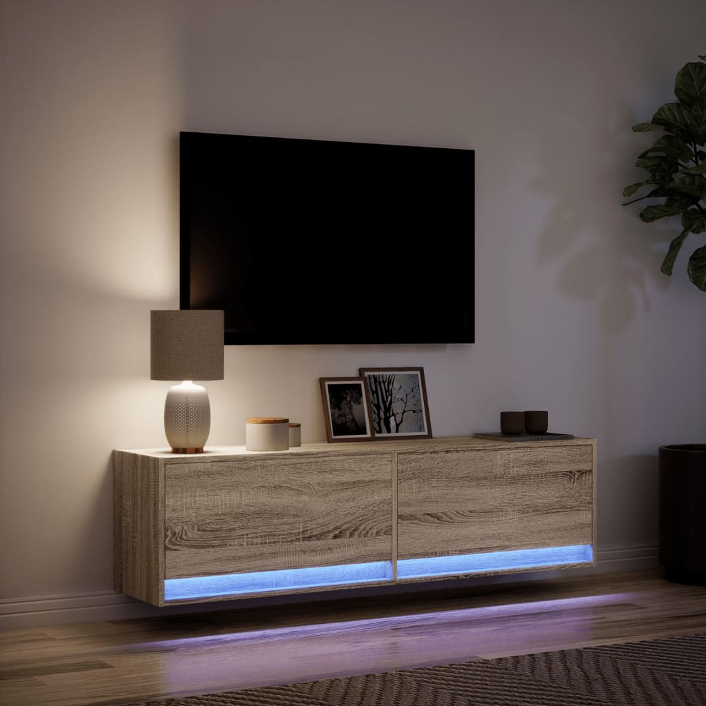 Tv-wandmeubel met LED-verlichting 140x31x38 cm sonoma eiken Tv-meubels | Creëer jouw Trendy Thuis | Gratis bezorgd & Retour | Trendy.nl