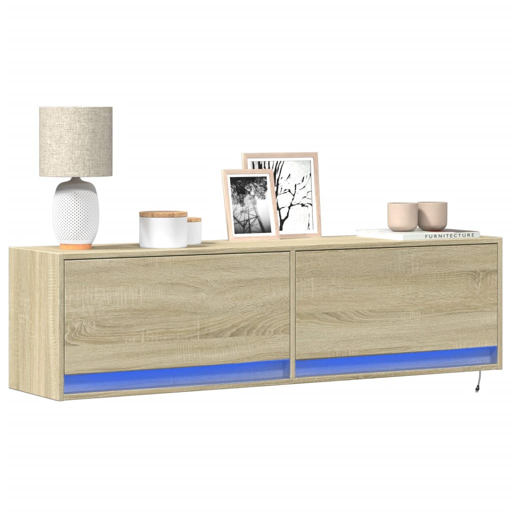 Tv-wandmeubel met LED-verlichting 140x31x38 cm sonoma eiken Tv-meubels | Creëer jouw Trendy Thuis | Gratis bezorgd & Retour | Trendy.nl